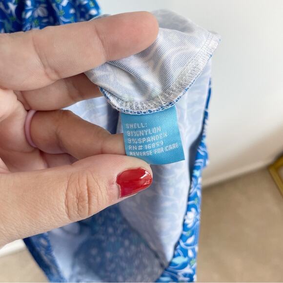 J MCLAUGHLIN Blue Floral Faux Wrap Mini Dress Size Small - Picture 5 of 7